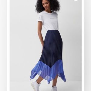Ali Pleated Midi Skirt Nocturnal/Bay Blue | French Connection Womens Skirts